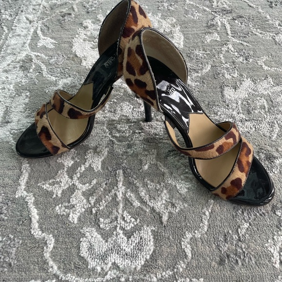 Michael Kors calf hair leopard print strappy heeled d’orsay sandal - Picture 4 of 4